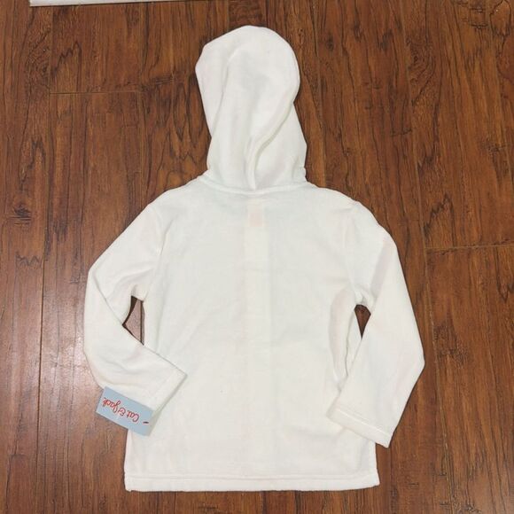 NWT Cat & Jack XS/S White Cover Up Top Full Zip Kangaroo Pockets Long Sleeve - Picture 3 of 7